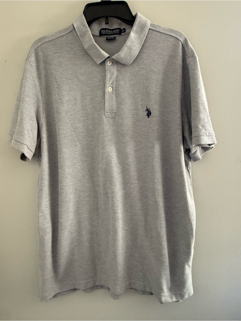 U.S. Polo Assn. Men’s Heather Gray Polo with Navy Logo